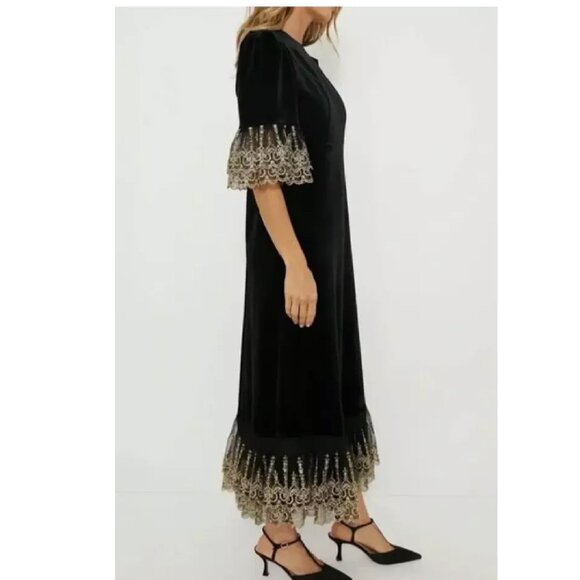 Tuckernuck Pomander Place Women's Black Velvet Lillith Dress, Size XXL - Picture 2 of 5